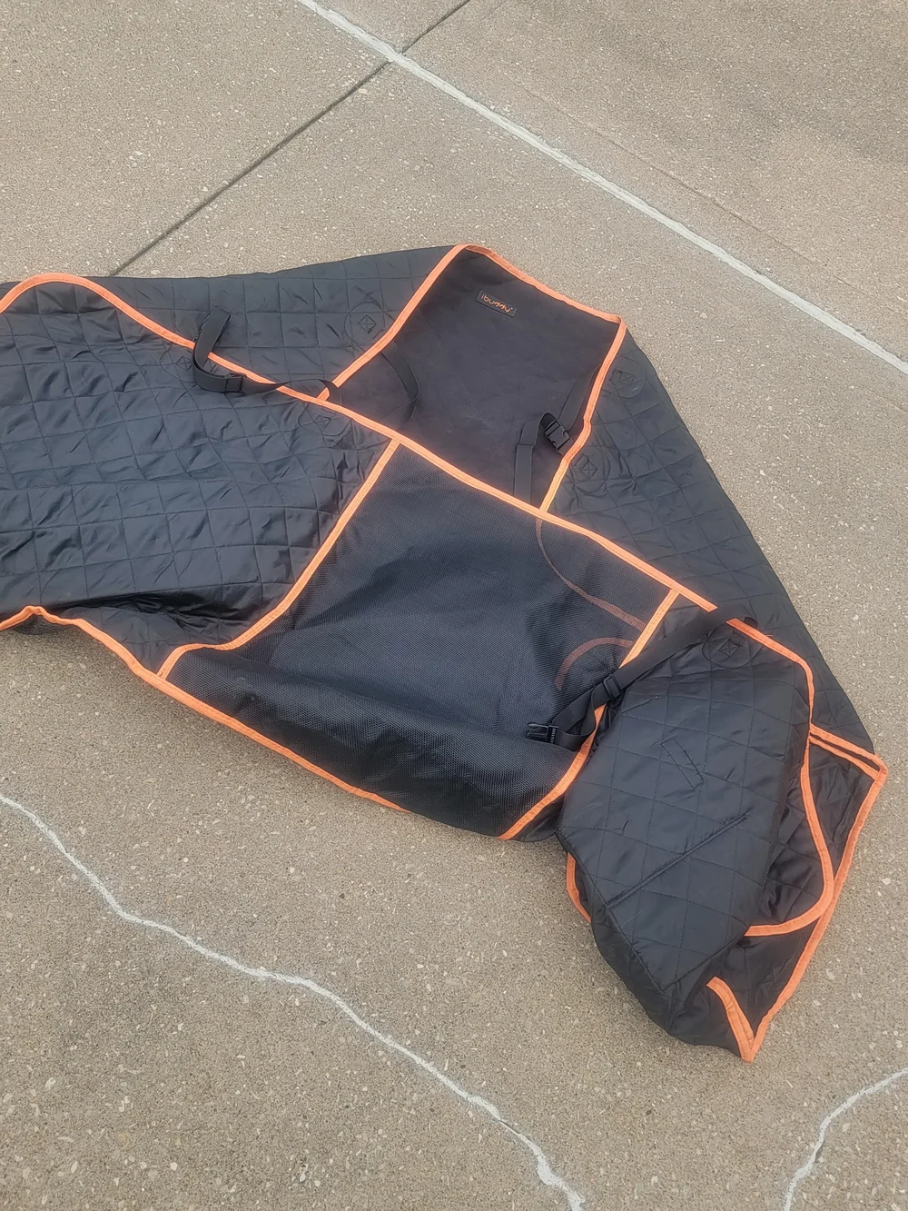 Quilted Waterproof Pet Car Seat Cover - Black with Orange Trim